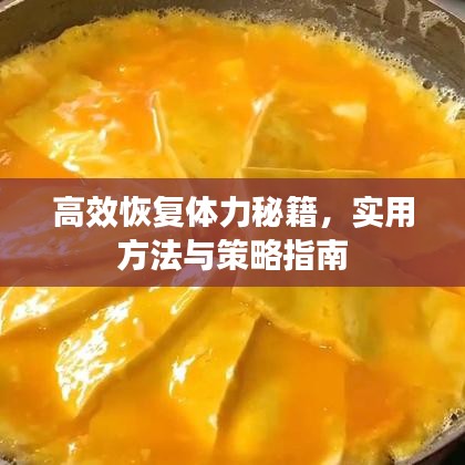 高效恢復(fù)體力秘籍，實(shí)用方法與策略指南